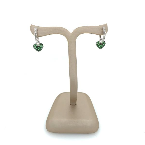 14K White Gold Tsavorite Garnet Heart Earring Charms Image 3 Franzetti Jewelers Austin, TX