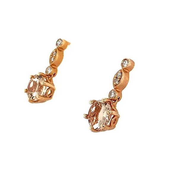 14K Rose Gold Morganite & Diamond Dangle Earrings Image 2 Franzetti Jewelers Austin, TX