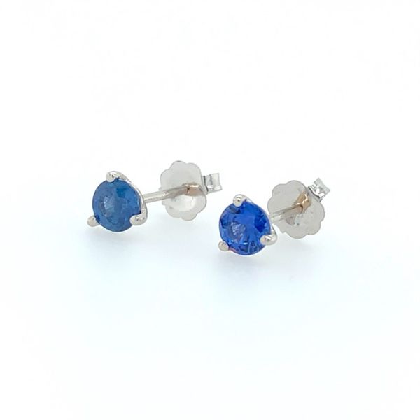 14K White Gold Blue Sapphire 3-Prong Stud Earrings 0.74 CTW Image 2 Franzetti Jewelers Austin, TX