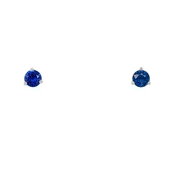 14K White Gold Blue Sapphire 3-Prong Stud Earrings 0.74 CTW Franzetti Jewelers Austin, TX
