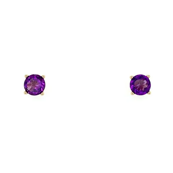 14K Yellow Gold 5 mm Round Amethyst Stud Earrings Franzetti Jewelers Austin, TX