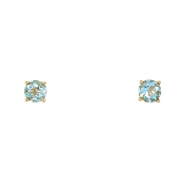 14K Yellow Gold 5 mm Round Aquamarine Stud Earrings Franzetti Jewelers Austin, TX