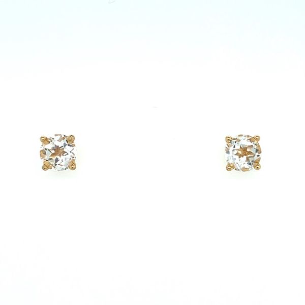 14K Yellow Gold 5 mm Round White Topaz Stud Earrings Franzetti Jewelers Austin, TX