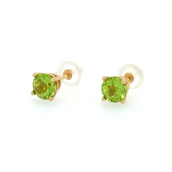 14K Yellow Gold 5 mm Round Peridot Stud Earrings Image 2 Franzetti Jewelers Austin, TX