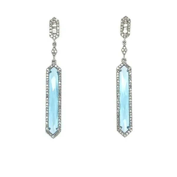 Blue Topaz Bar & Diamond Dangle Earrings Franzetti Jewelers Austin, TX