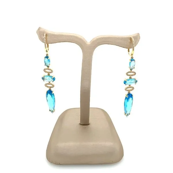 Blue Topaz and Diamond 3 Station Drop Earring Image 3 Franzetti Jewelers Austin, TX