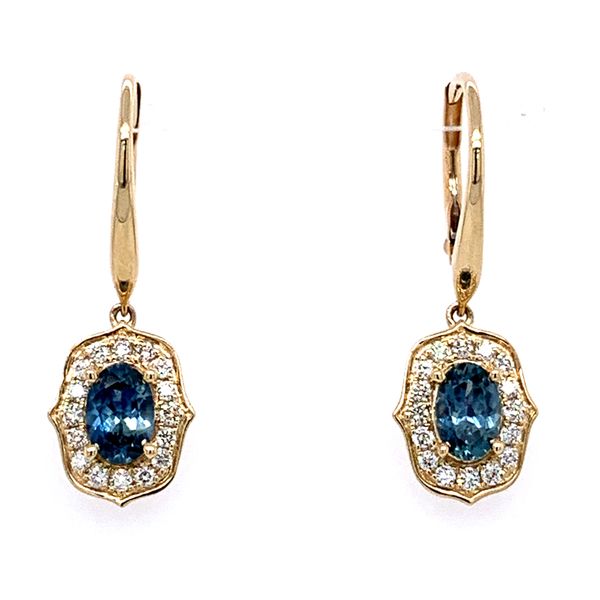 14K Yellow Gold Montana Sapphire & Diamond Dangle Earrings Franzetti Jewelers Austin, TX