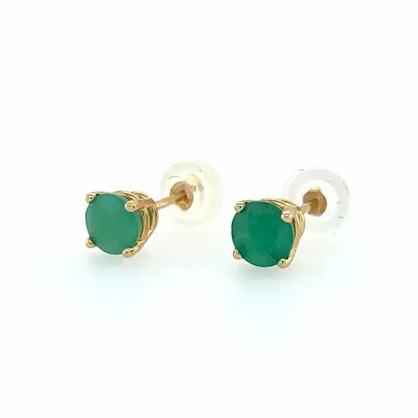 14K Yellow Gold 5 mm Emerald 4-Prong Stud Earrings Image 2 Franzetti Jewelers Austin, TX