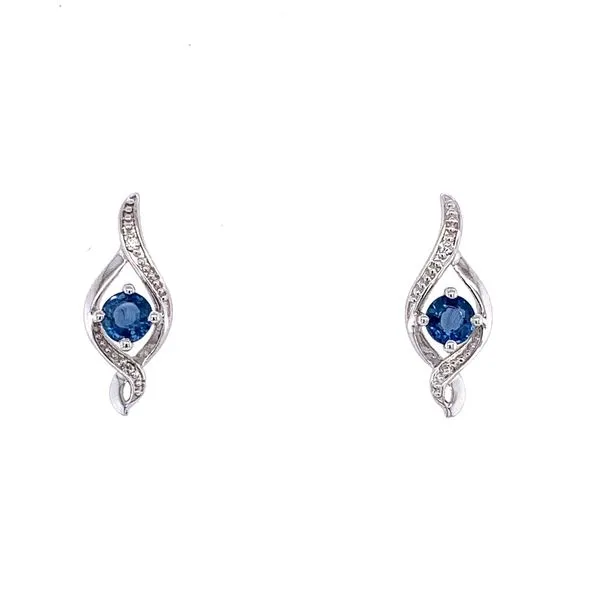 14K White Gold Blue Sapphire & Diamond Earrings Franzetti Jewelers Austin, TX