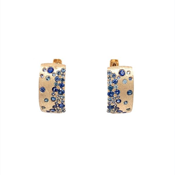 14K Yellow Gold Blue Sapphire Huggie Earrings Franzetti Jewelers Austin, TX