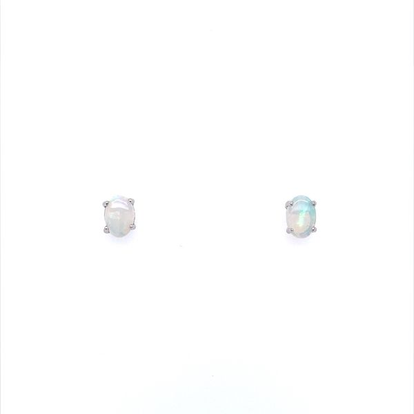 14K White Gold Opal Stud Earrings Image 2 Franzetti Jewelers Austin, TX