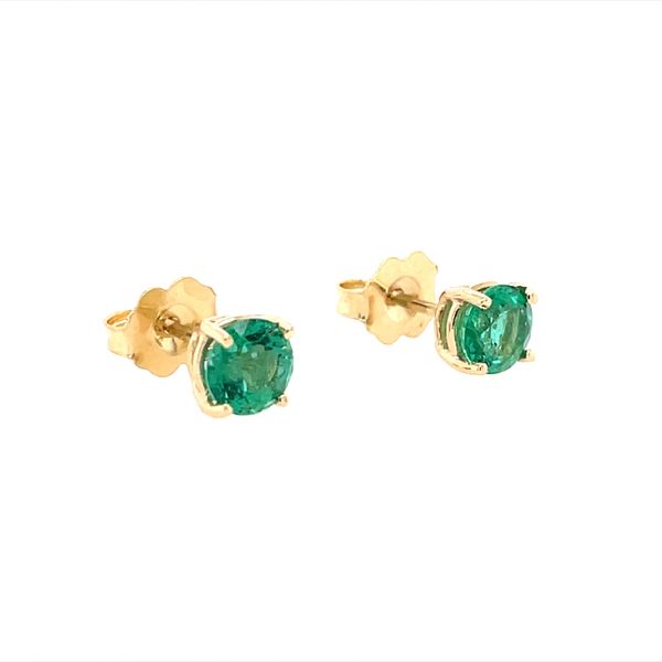 14K Yellow Gold Emerald Stud Earrings 0.94 CTW Image 4 Franzetti Jewelers Austin, TX