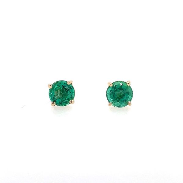 14K Yellow Gold Emerald Stud Earrings 0.94 CTW Franzetti Jewelers Austin, TX