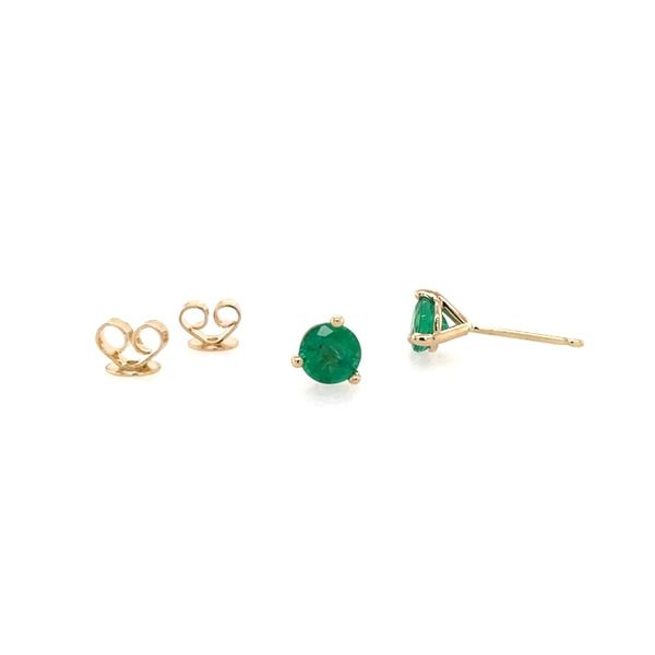 14K Yellow Gold Emerald 3-Prong Stud Earrings 0.68 CTW Image 2 Franzetti Jewelers Austin, TX
