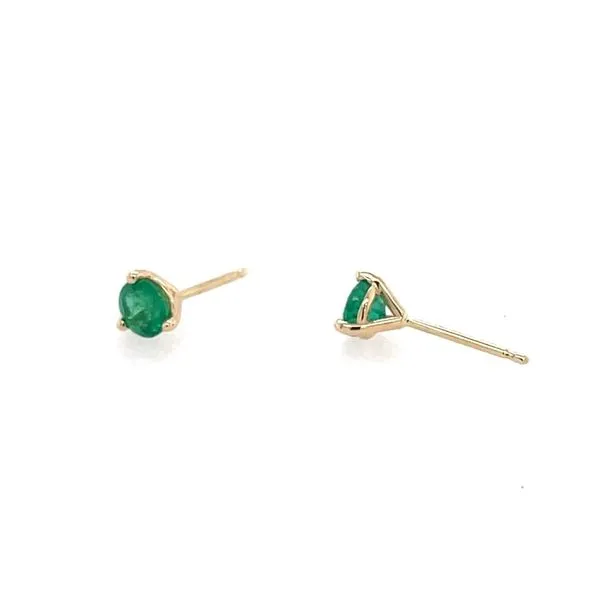 14K Yellow Gold Emerald 3-Prong Stud Earrings 0.68 CTW Image 3 Franzetti Jewelers Austin, TX