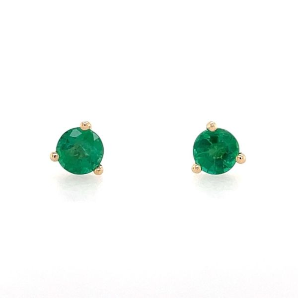 14K Yellow Gold Emerald 3-Prong Stud Earrings 0.68 CTW Franzetti Jewelers Austin, TX