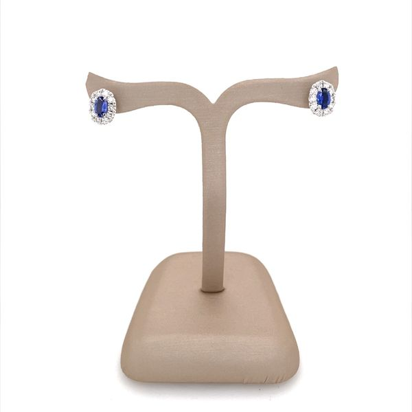 14K White Gold 5x3 mm Oval Tanzanite & Diamond Stud Earrings Image 3 Franzetti Jewelers Austin, TX