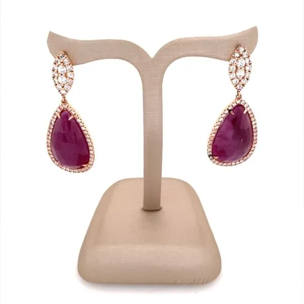 14K Rose Gold Ruby & White Sapphire Dangle Earrings Image 2 Franzetti Jewelers Austin, TX