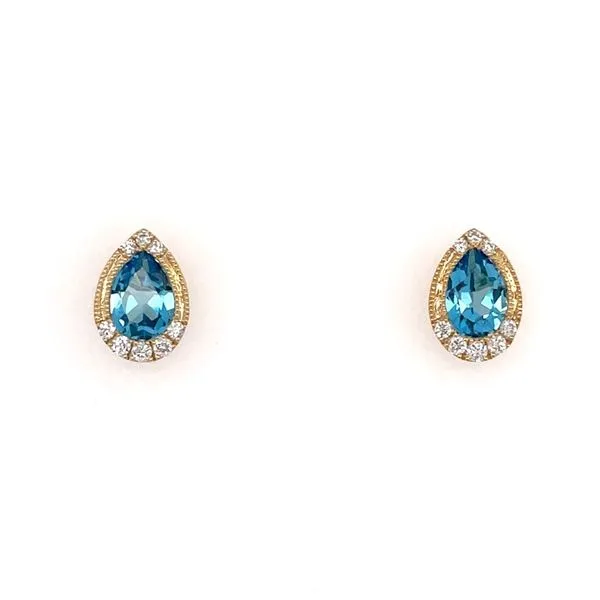14K Yellow Gold Blue Topaz & Diamond Earrings Franzetti Jewelers Austin, TX