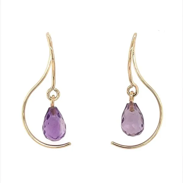 14K Yellow Gold Mini Dangling Amythest Briolette Earrings Franzetti Jewelers Austin, TX