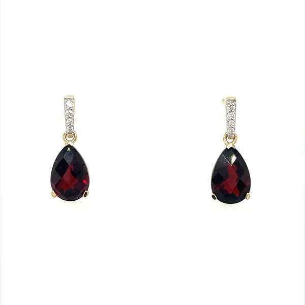 14KY Gold Pear Garnet & Diamond Dangle Earrings Franzetti Jewelers Austin, TX