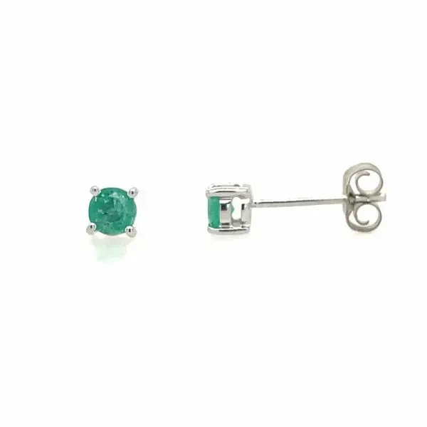 14K White Gold 3.85 mm Emerald Stud Earrings Franzetti Jewelers Austin, TX