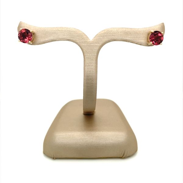 14KY Gold 6 mm Round Pink Tourmaline Stud Earrings Image 3 Franzetti Jewelers Austin, TX