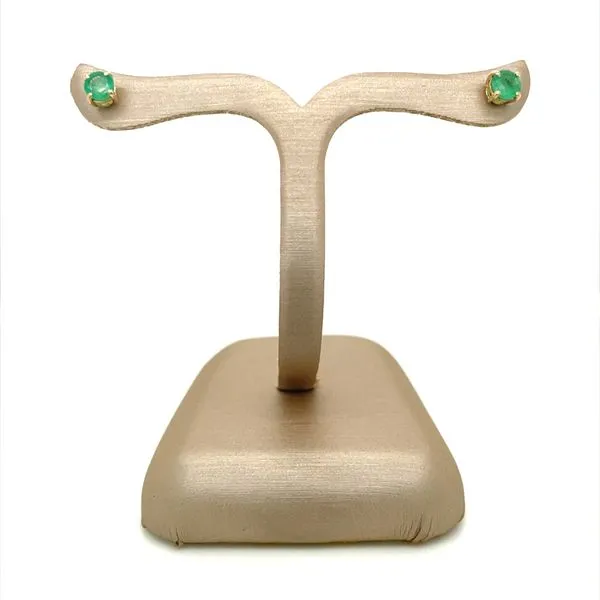 14K Yellow Gold 4 mm Emerald Stud Earrings Image 3 Franzetti Jewelers Austin, TX