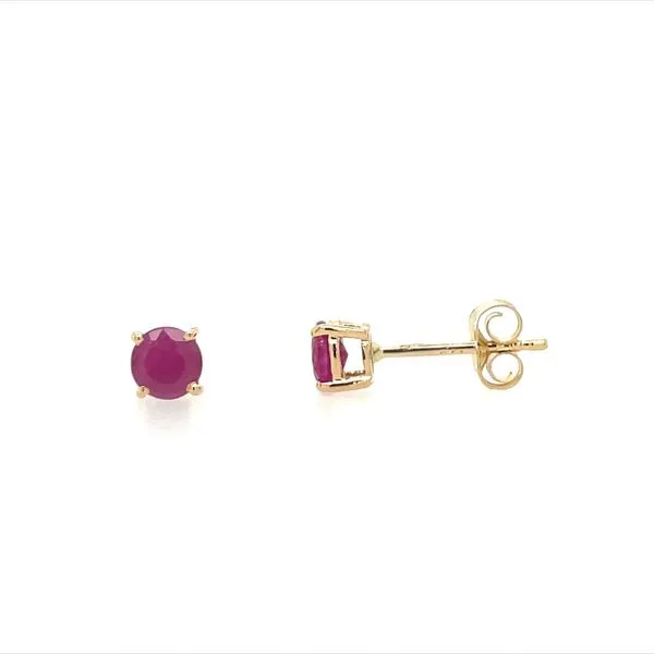 14K Yellow Gold 4 mm Ruby Stud Earrings Franzetti Jewelers Austin, TX