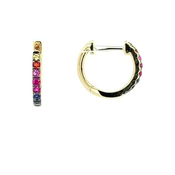 14KY Gold Sapphire, Ruby & Tsavorite 12.75 mm Huggy Hoop Earrings Franzetti Jewelers Austin, TX