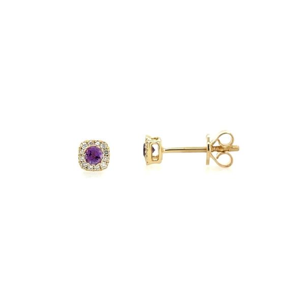 14KY Gold Amethyst & Diamond Halo Stud Earrings Franzetti Jewelers Austin, TX