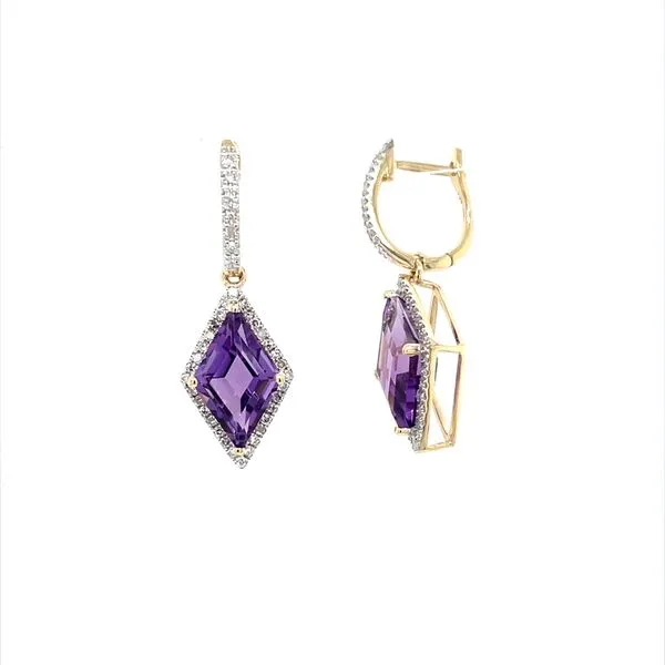 14KY Gold Dangle Earrings with Amethyst & Diamonds Franzetti Jewelers Austin, TX