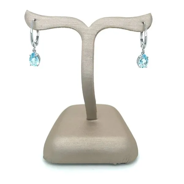 14KW Gold Dangle Earrings with 7 x 5 mm Pear Sky Blue Topaz Image 3 Franzetti Jewelers Austin, TX