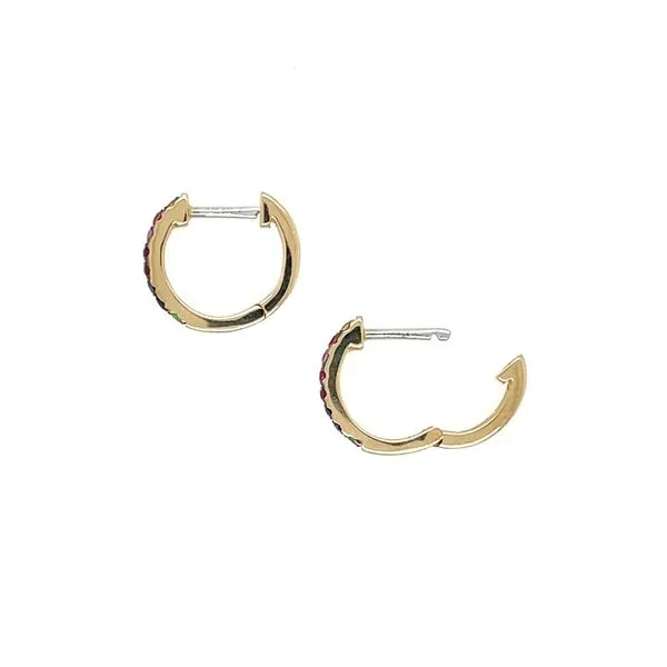 14KY Gold Sapphire, Ruby & Tsavorite 12.75 mm Huggie Hoop Earrings Image 5 Franzetti Jewelers Austin, TX