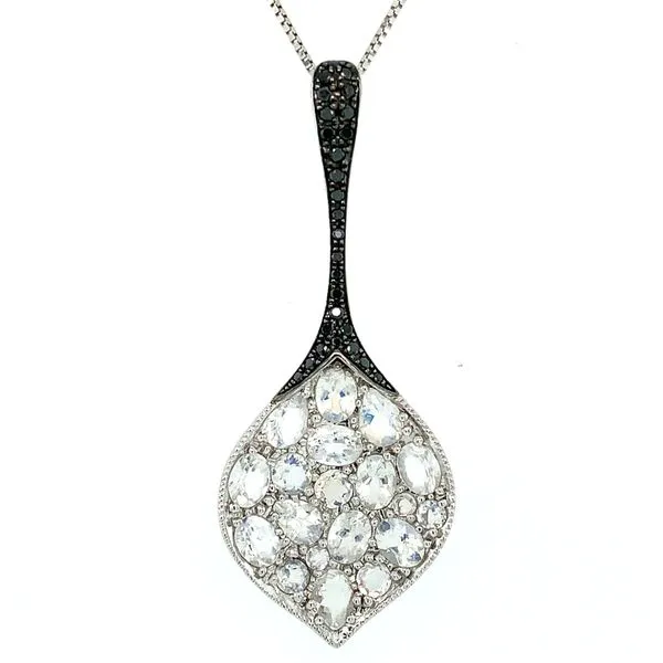 14KW Gold Moonstone & Black Diamond Pendant Franzetti Jewelers Austin, TX