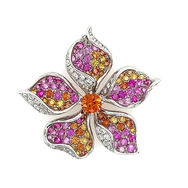 18KW Gold Orange, Yellow & Pink Sapphire Pendant Franzetti Jewelers Austin, TX