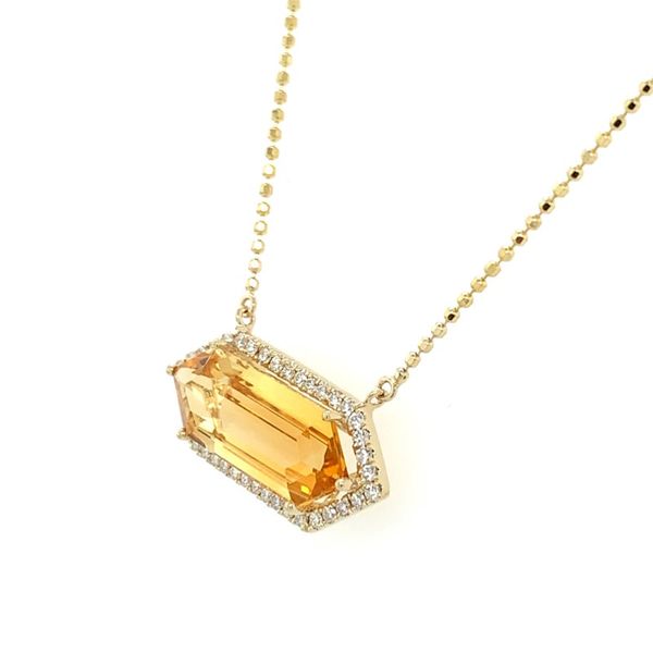 14K Yellow Gold Citrine & Diamond Pendant Necklace Image 2 Franzetti Jewelers Austin, TX