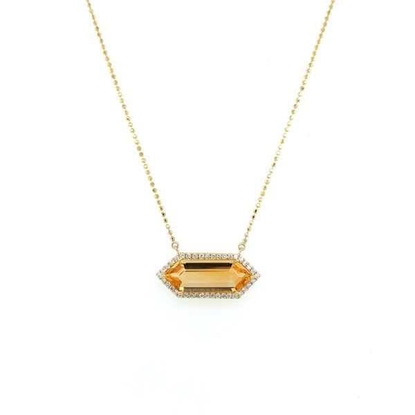14K Yellow Gold Citrine & Diamond Pendant Necklace Image 3 Franzetti Jewelers Austin, TX