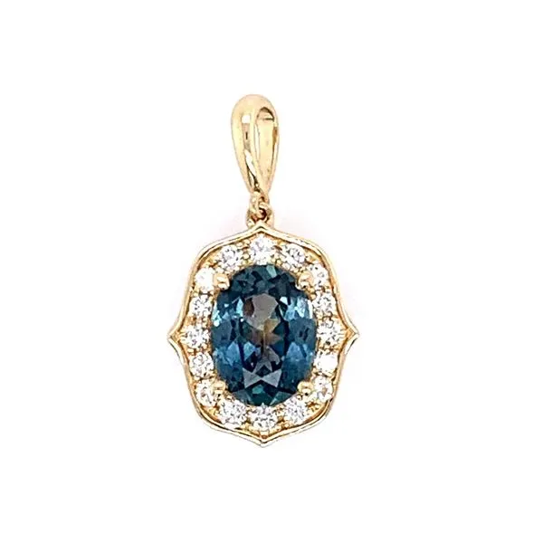 14KY Gold Montana Sapphire & Diamond Pendant Franzetti Jewelers Austin, TX