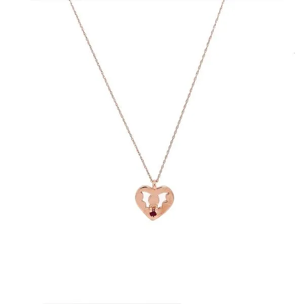 14KR Gold Ruby Love Bat Pendant with 18