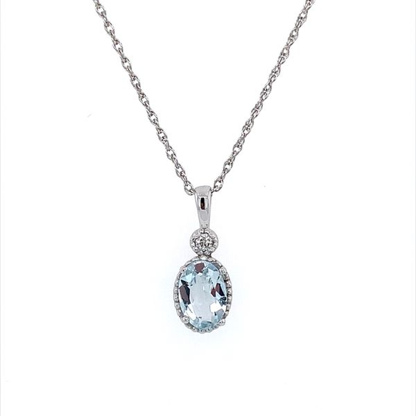 14K White Gold Aquamarine & Diamond Pendant Image 2 Franzetti Jewelers Austin, TX