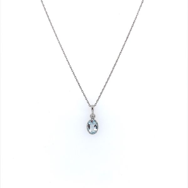 14K White Gold Aquamarine & Diamond Pendant Image 3 Franzetti Jewelers Austin, TX