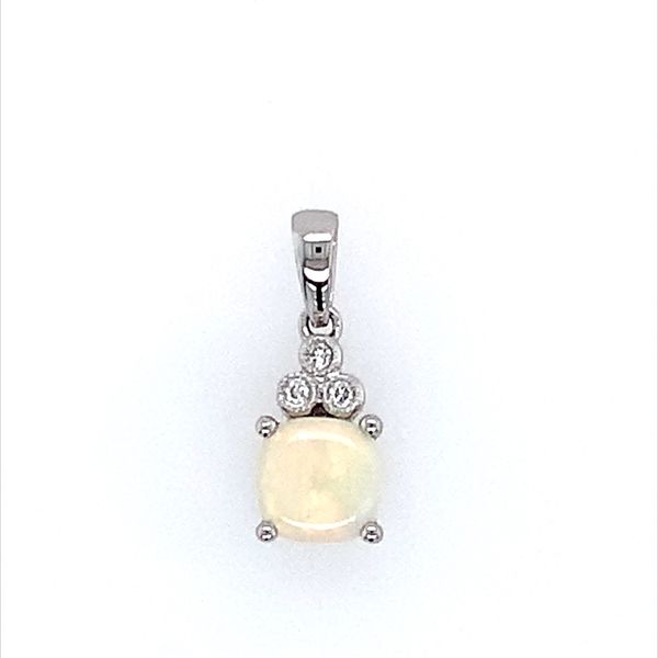 14K White Gold White Opal & Diamond Pendant Franzetti Jewelers Austin, TX