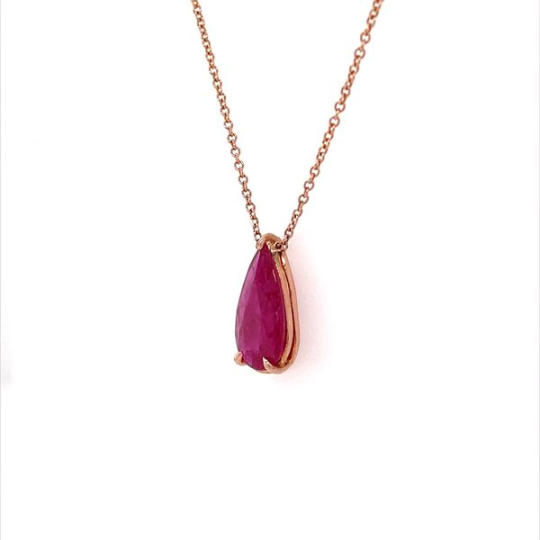14K Rose Gold Pear Ruby Pendant with 18
