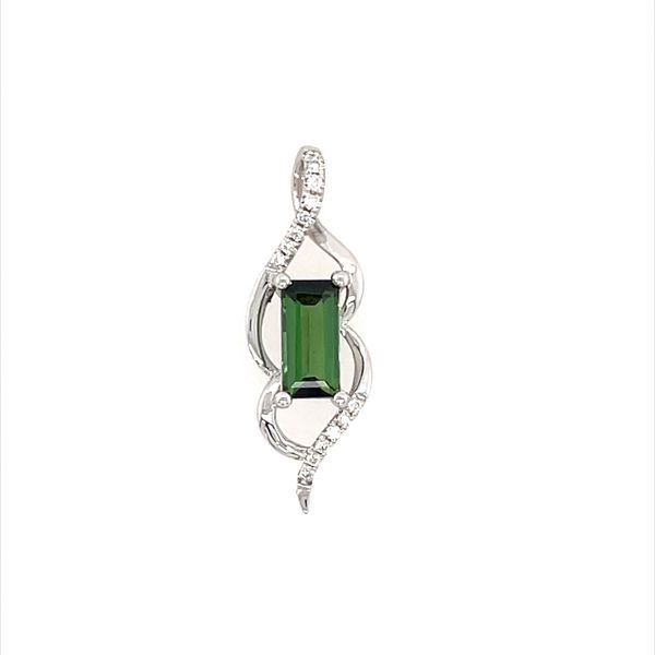 14K White Gold 0.78 Ct Green Tourmaline & Diamond Pendant Franzetti Jewelers Austin, TX