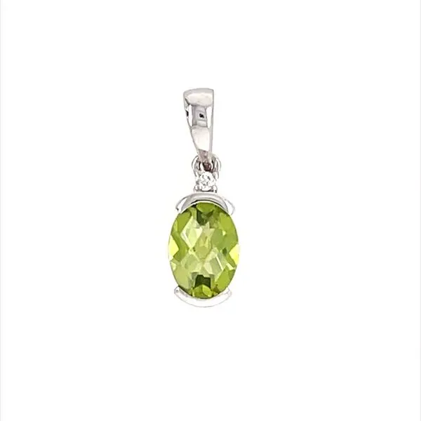 14K White Gold 7x5 mm Oval Peridot & Diamond Pendant Franzetti Jewelers Austin, TX