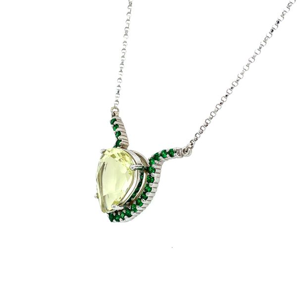 14K White Gold Lemon Quartz & Tsavorite Necklace Image 3 Franzetti Jewelers Austin, TX