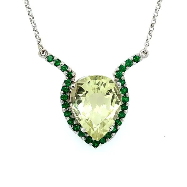 14K White Gold Lemon Quartz & Tsavorite Necklace Franzetti Jewelers Austin, TX