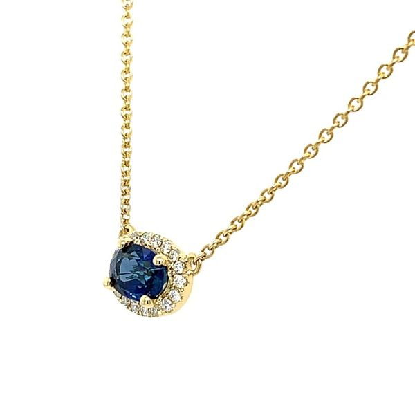 East-West Oval Sapphire and Diamond Necklace in 18K Yellow Gold Image 2 Franzetti Jewelers Austin, TX