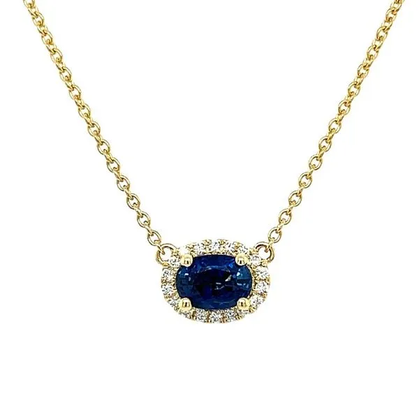 East-West Oval Sapphire and Diamond Necklace in 18K Yellow Gold Franzetti Jewelers Austin, TX